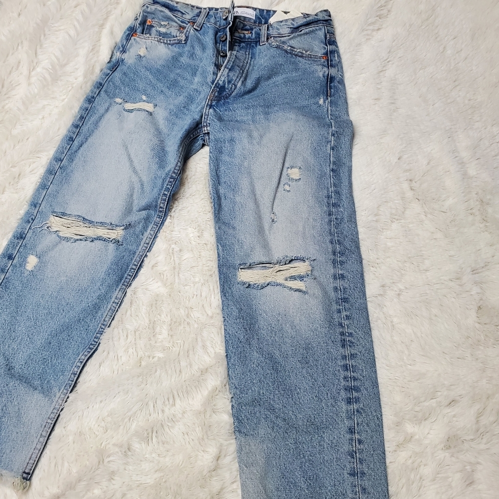 Zara high waisted ankle straight leg jeans